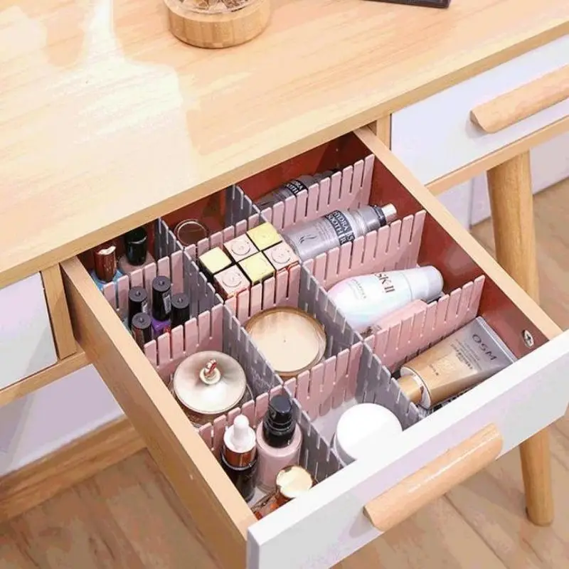 2Pcs Adjustable Drawer Divider DIY Storage Shelves Household Free Combination Partition Board Makeup Sock Underwear Organizer