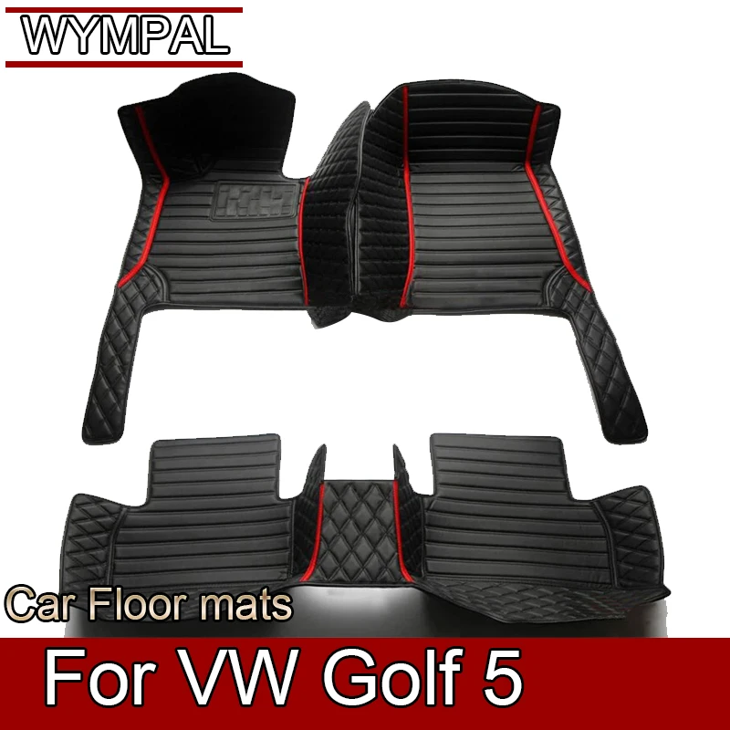 Alfombrillas de cuero para coche, alfombras de lujo para VW, Golf 5, MK5, A5, 2003 ~ 2007, piezas interiores