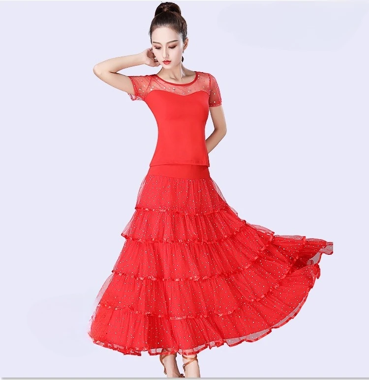 

Customized Women's Modern National Standard Dance Costume Waltz Dance Tango Dress Performance Dress Set Exotic Dancewear