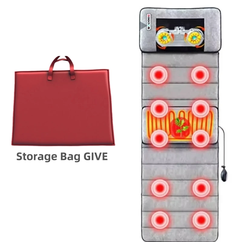 

Full Body Massage Mattress Acupressure Massage Neck Kneading Heat Therapy for Lower Back 10-Zone Vibration 12V Gray Velvet