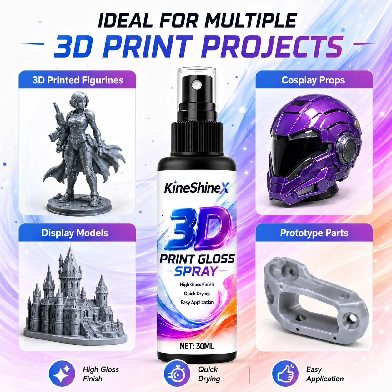 3D Printing Post-Processing Tool Set, Support Removing Cutters Scrapers + Gloss Finish Spray for PLA ABS UV Resin Printed Models