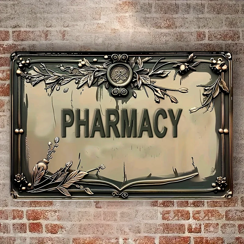 

Vintage Pharmacy Tin Sign, Fun Retro Metallic Aluminum Decor, 2D Wall Art, Home, Bar Decor, Aluminum Poster, Festive Gift