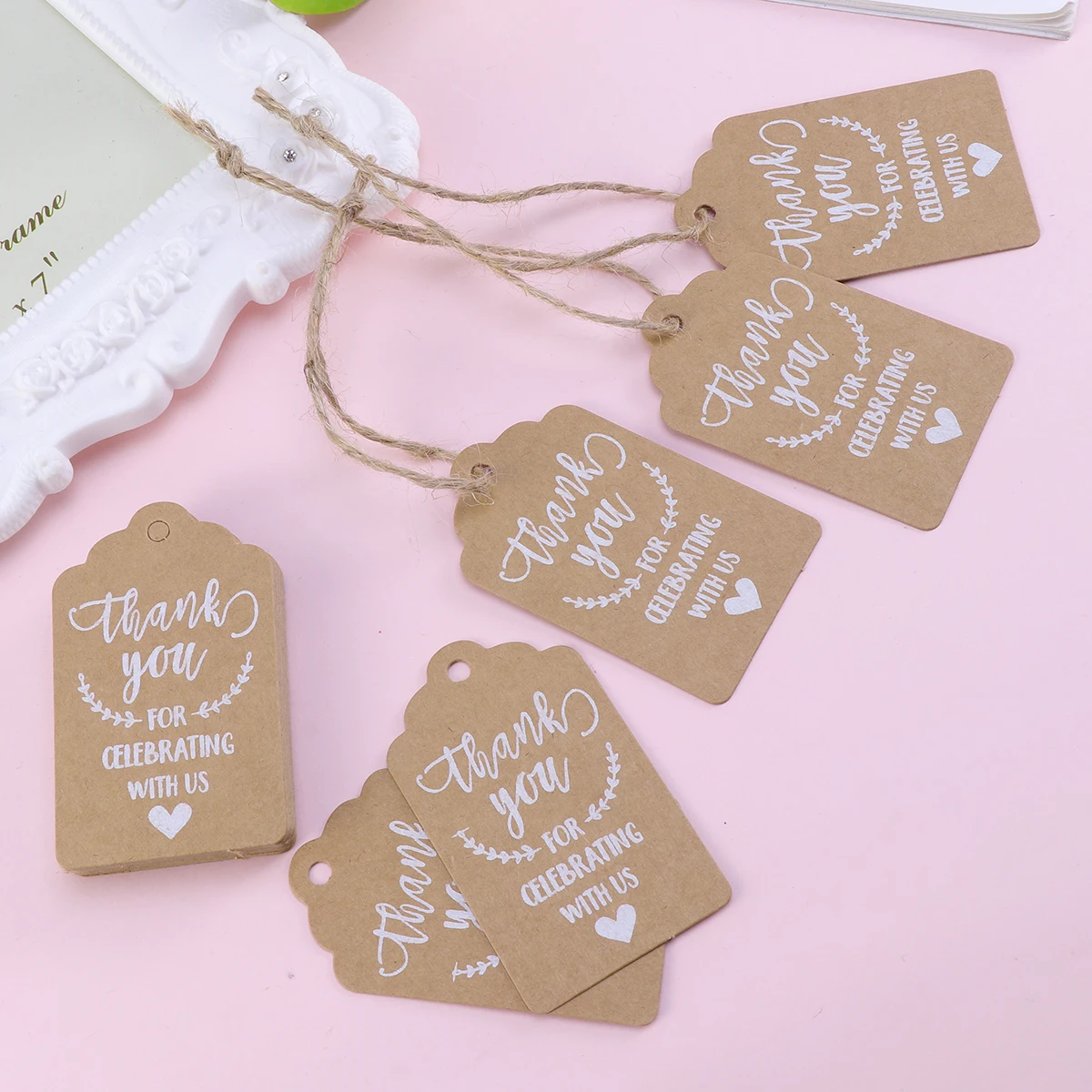 

50pcs Kraft Hangtag Wedding Gift Hangtag for Wedding Gifts Eco Friendly Durable Lightweight Baking Decorations Card