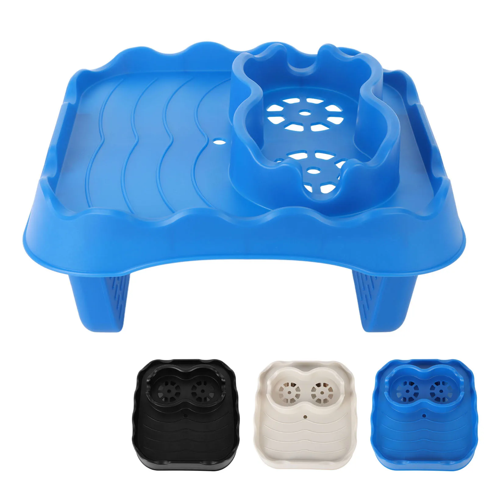 Bandeja de mesa para bañera de hidromasaje con orificios de drenaje, mesa lateral ajustable antideslizante para piscinas, accesorios para bañera de SPA