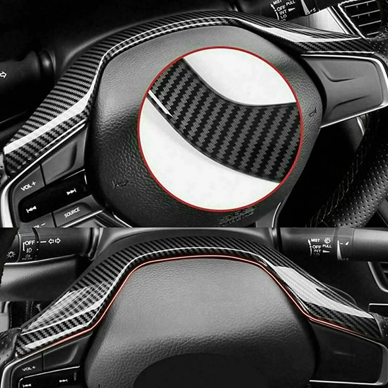 8Pcs Black Auto Car Carbon Fiber Style Steering Wheel Frame Protector Cover Trim For HONDA ACCORD 2018 2019