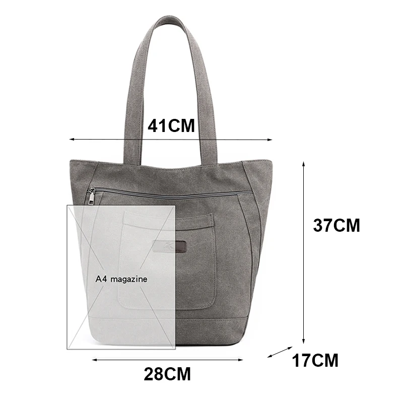 KVKY Brown Black Purple Gray Women Totes Bag Environmental Shopping Casual Shoulder Bags High Quality Thicken Canvas Handbag