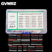 14Value 200PCS Switching Transistors & Diodes Assortment Kit with Box Fast Recovery, Rectifier & Schottky Diodes