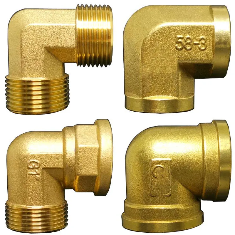 Raccord de Tuyau Coudé en Laiton à 90 Deg, Connecteur Couremplaçant pour Eau, Carburant, Adaptateur en Cuivre, 1/8, 1/4, 3/8, 1/2, 3/4, 1 Pouce,