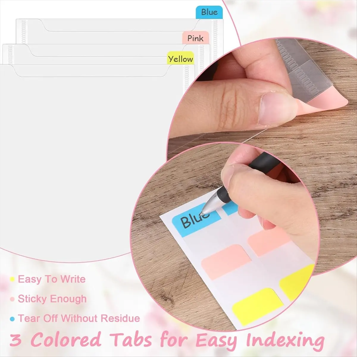 Latest ABBQ-Paper Storage Organizer Clear Plastic Sleeves with 120 Pcs Sticky Tabs Storage Folder Holder Without Closure for Pho