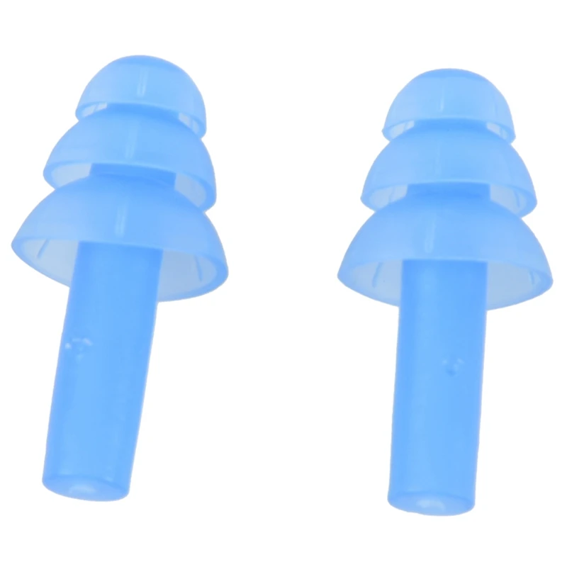 Bouchons d'oreille flexibles en Silicone bleu, 2 paires, pour la natation et la plongée