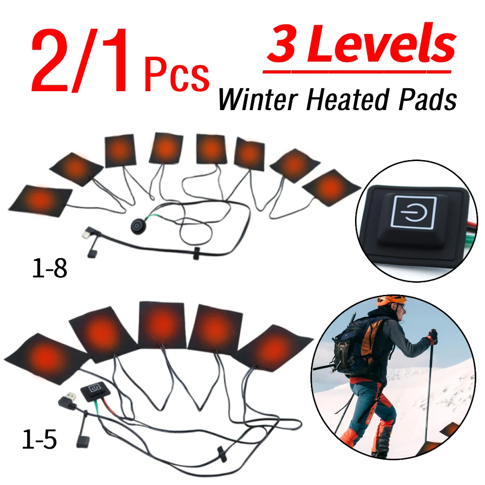 

1/2Pcs 1-5/1-8 Winter Heated Pads Washable DIY Heated Clothing Pad 3 Levels Waterproof Electric Cloth Heater for Outdoor Camping