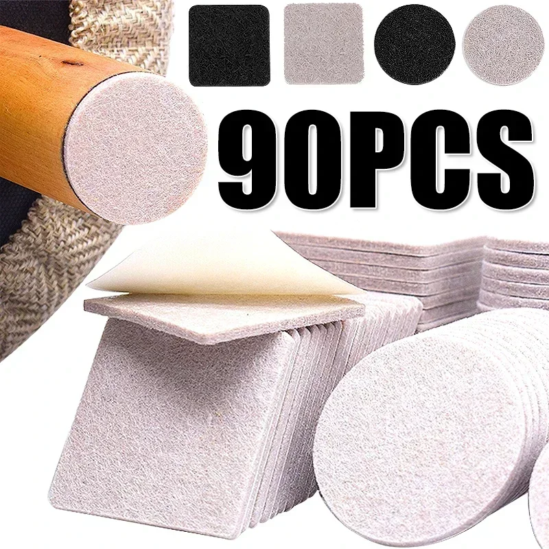 90/36/18 Stuks Vilten Pad Sticker Zelfklevende Bureaustoel Sofa Poten Pads Vierkante Ronde Bodem Meubeltafel Poten Anti Kras Cover