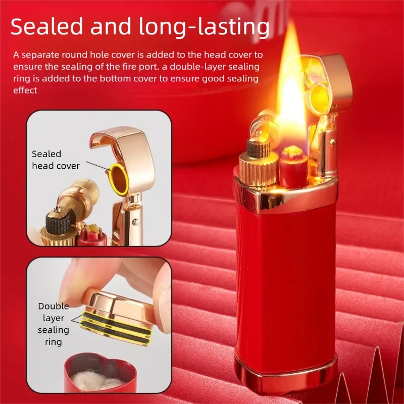 2027 Christmas-exclusive Festive Gift: Retro Heart-shaped Arm Lift and Spin Mini Electroplated Ice Coal Oil Lighter