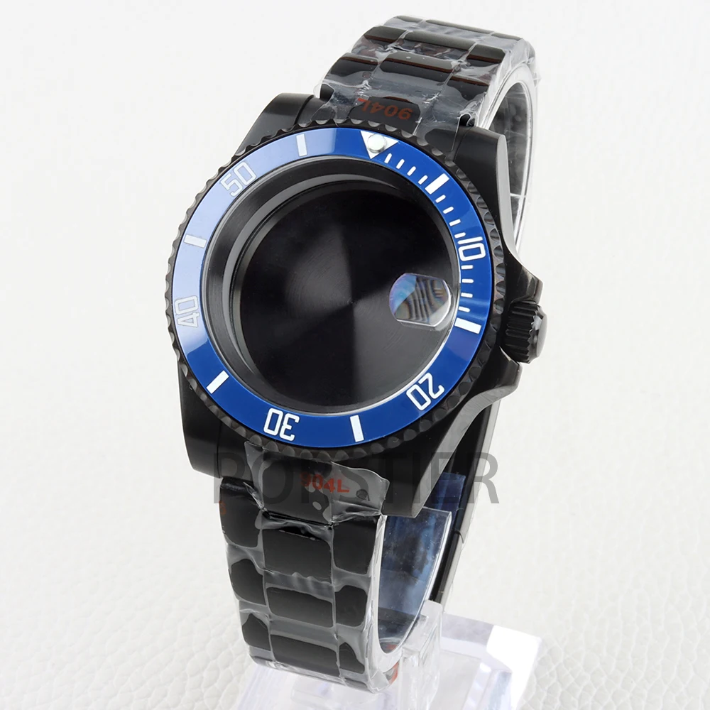 

Black 40mm NH35 Watch Case Sapphire Glass 20mm Oyster Polished Bracelet for Yacht-Master SUB GMT NH34 NH35 NH36 NH38 Movement