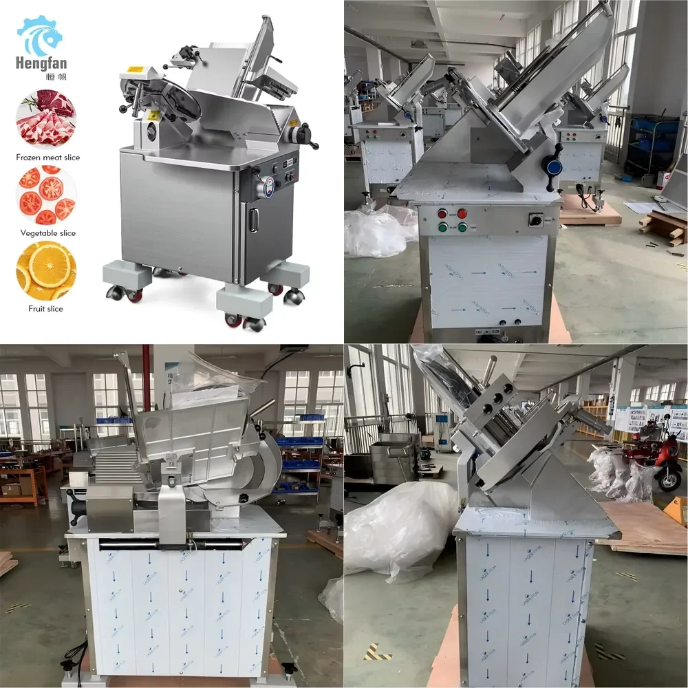 Heavy 1.5KW Automatic Frozen Meat Slicer 14 Inch Commercial Beef Mutton Cutting Machine 360G Food Slicing Equipment