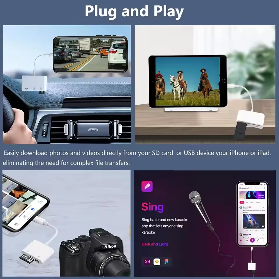3 In 1 USB Type-C Adapter TF SD Memory Card Reader OTG USB C Card Connector For iPhone 17 16 Pro Max Plus Samsung Xiaomi Adapter
