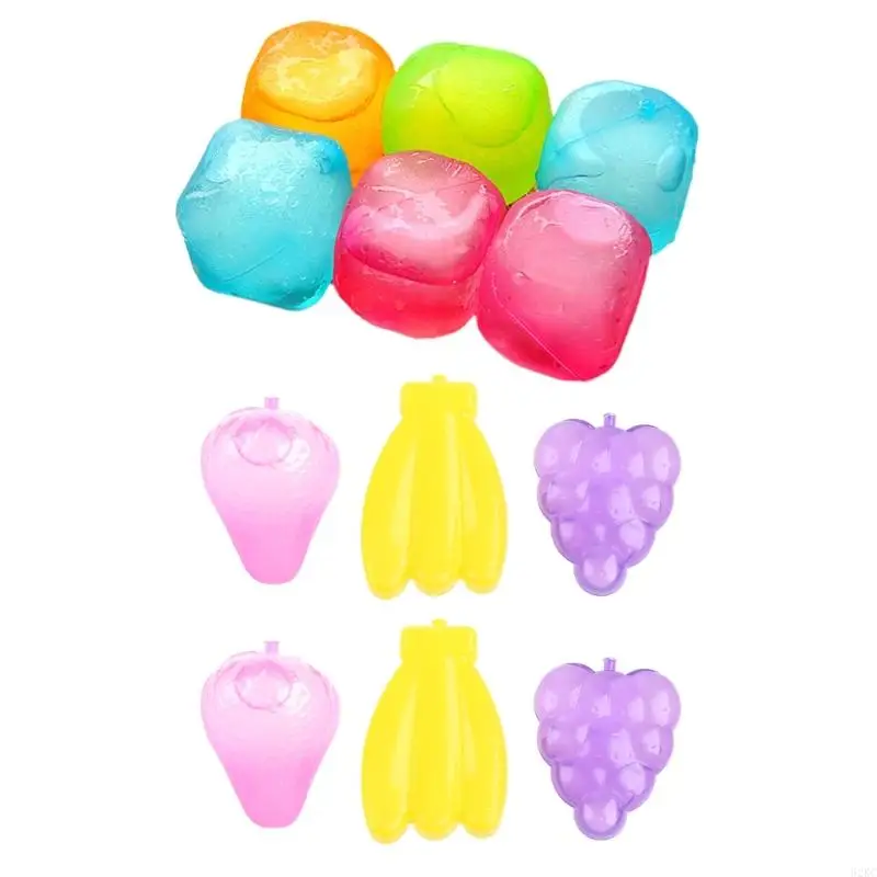 62KC 6 Pcs Plastic Colorful Reusable Ice Cubes Cooling Ice Cubes Non-Melting Washable Ice Cubes Party Supplies for Whiskey