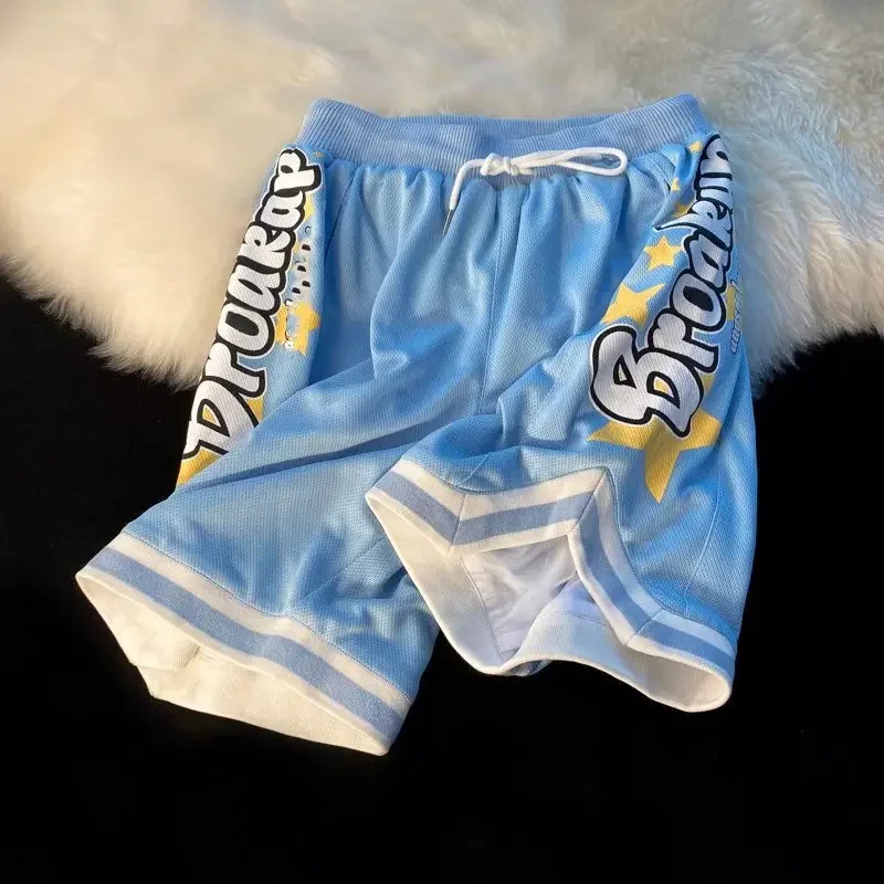 

2025 Summer Running American Basketball Shorts Sports Five-point Pants Student Quick-drying Casual Retro Training Shorts Loose