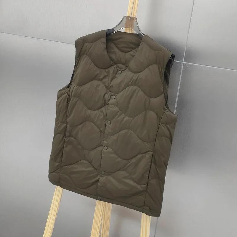 Chaleco ultraligero de plumón de pato blanco para hombre, chaqueta cálida de plumón de pato, parka corta sin mangas, otoño e invierno, novedad