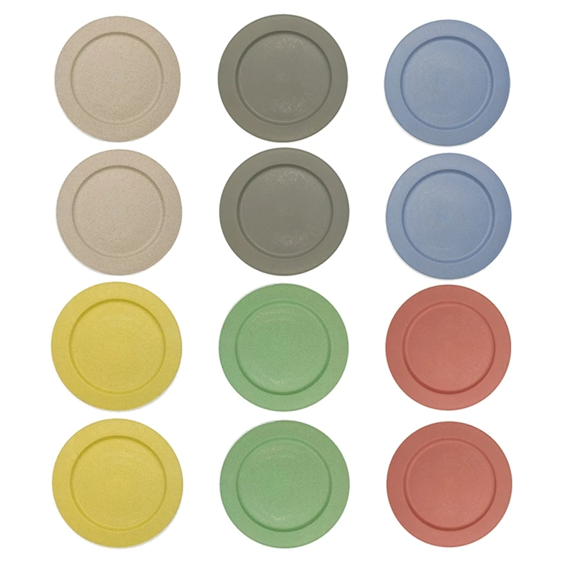 

12 Pcs 10 Inch Lightweight Wheat Straw Plates Dinner Plates,Plastic Plates Reusable,Dinnerware Sets