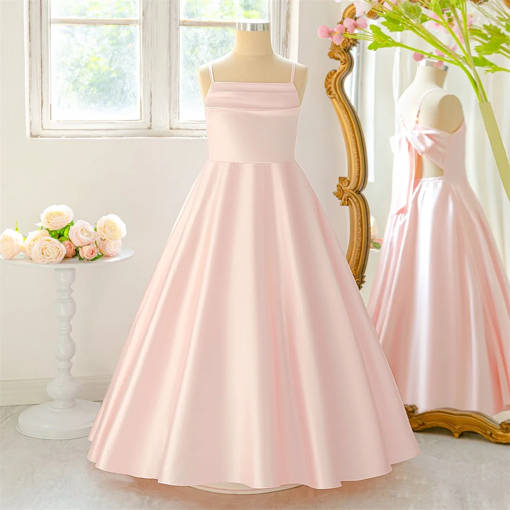 Girls Irregular Camisole Temperament Fluffy Princess Glossy Banquet Birthday Stage Host Party Piano Performance Evening Dress