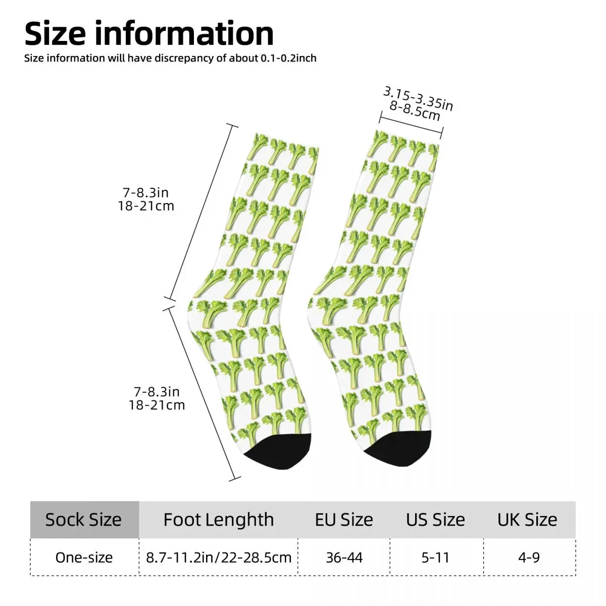 All Seasons Crew Stockings Cartoon Celery Design Socks Harajuku Long Socks for Men Women Valentine's Day Gifts