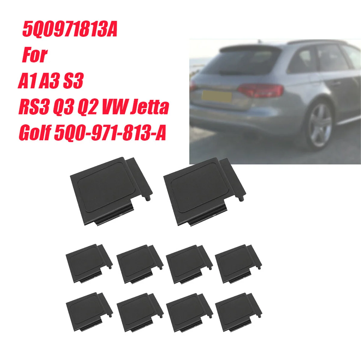 10Pcs Car Battery Cover Positive Negative Caps 5Q0971813A for A1 A3 S3 RS3 Q3 Q2 Golf 5Q0-971-813-A