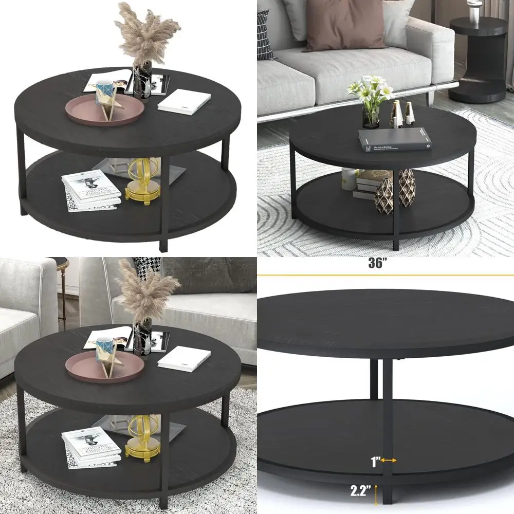 

Промышленный журнальный столик из дерева в деревенском стиле 36 с металлическими ножками, открытая полка для хранения в современной гостиной