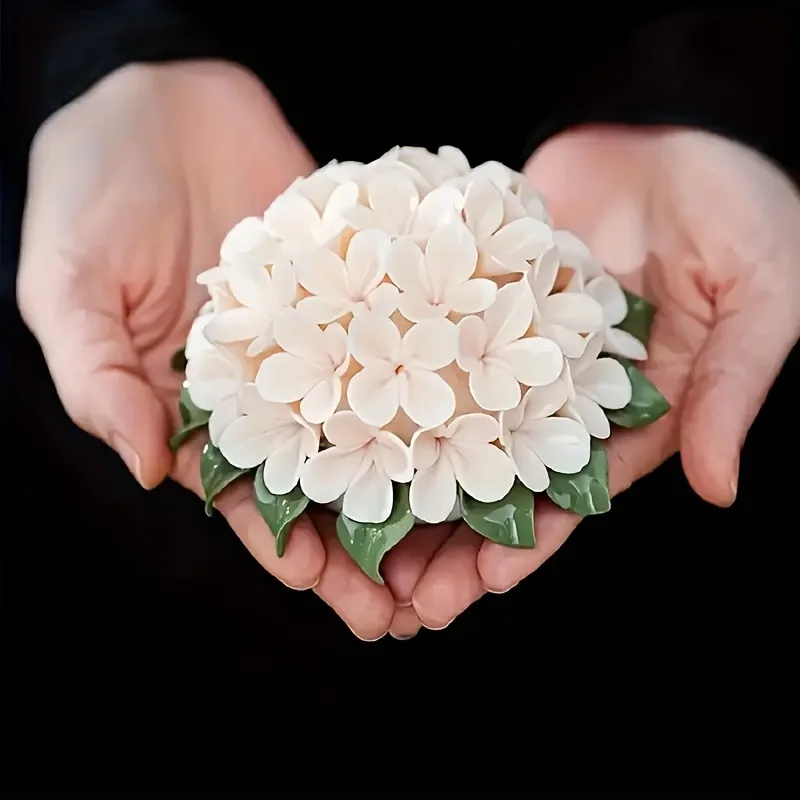 Ceramic Hydrangea Incense Stick Holder Table Ornament Handmade Incense Holder Living Room Decorations Aromatherapy Gift