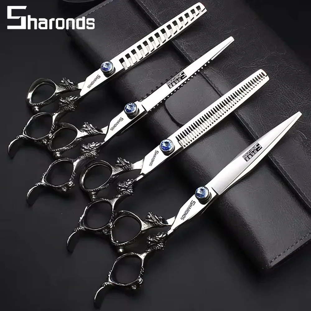 Hairdressing Scissors Salon Barber Scissors Professional 7 Inch Flat Teeth Hairdresser Styling Barber Shears Hair Cutting Tools