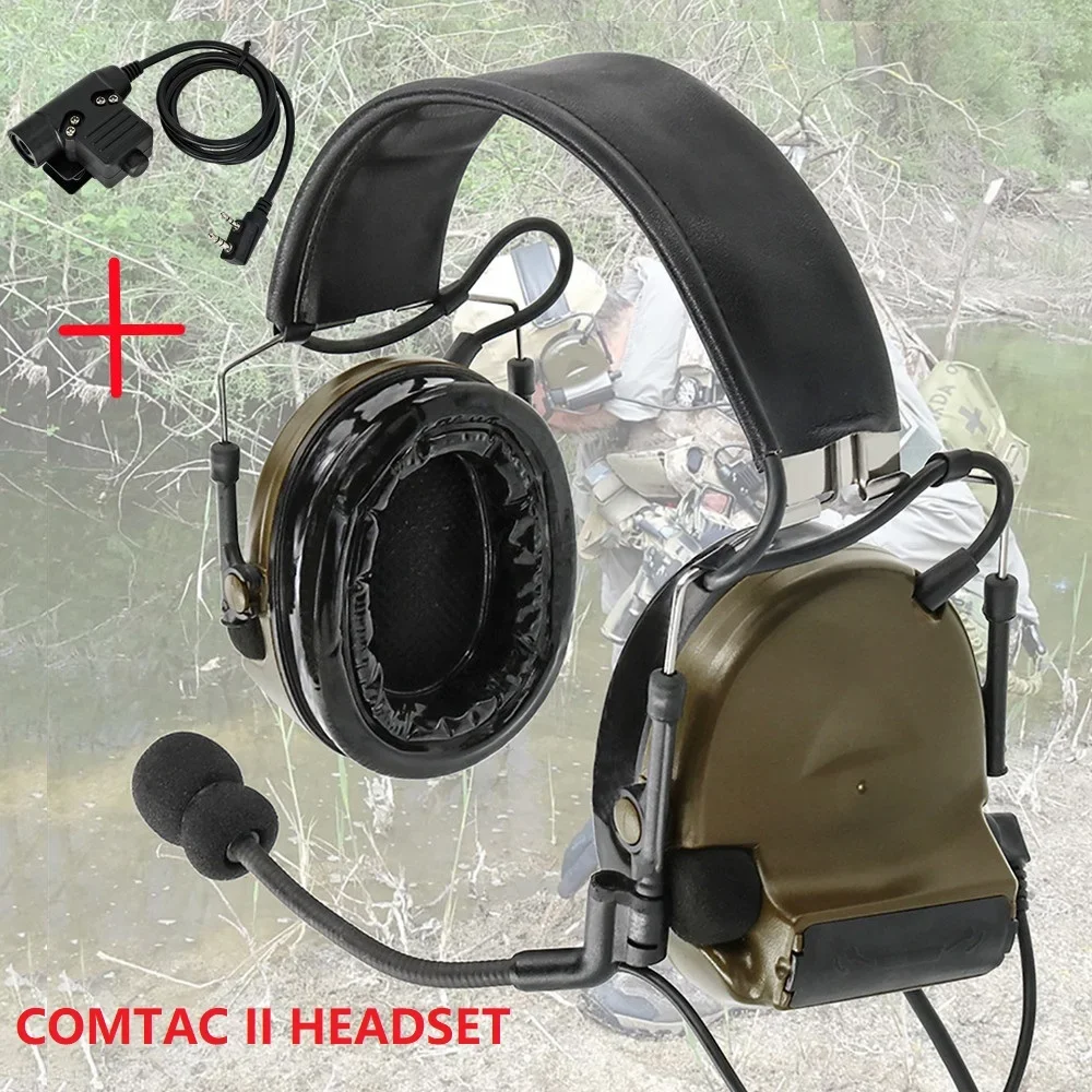 Hearangel TacticalCII Headset ,Sound Pickup Noise Reduction for Airsoft Activities Shooting Headset &Ken 2 Pin U94 PTT