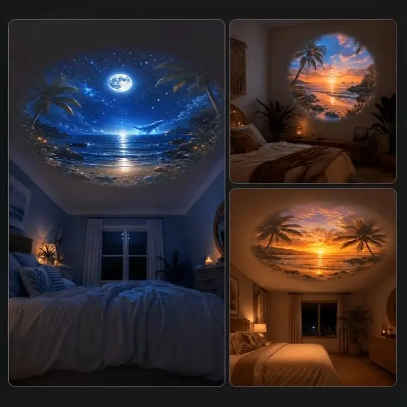 USB HD 360 Rotatable Projection Light Creative Healing Scenery Projector Lamp for Bedroom Home Desktop Interior Decoration