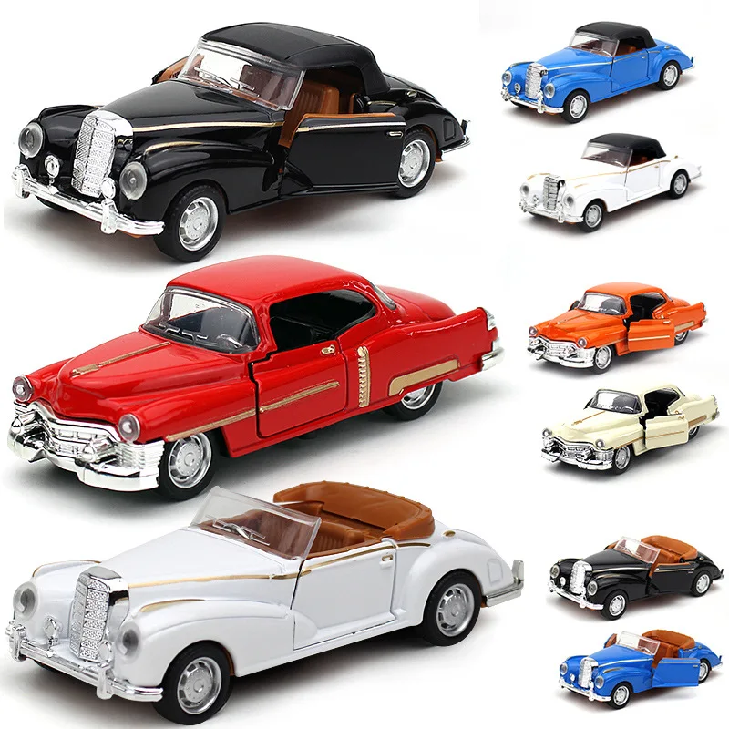 Nieuwe Klassieke Auto 'S 1/32 Schaal Model Legering Diecast Simulatie Pull Back Cabriolet Voertuig Jongen Kids Collectie Speelgoed B086