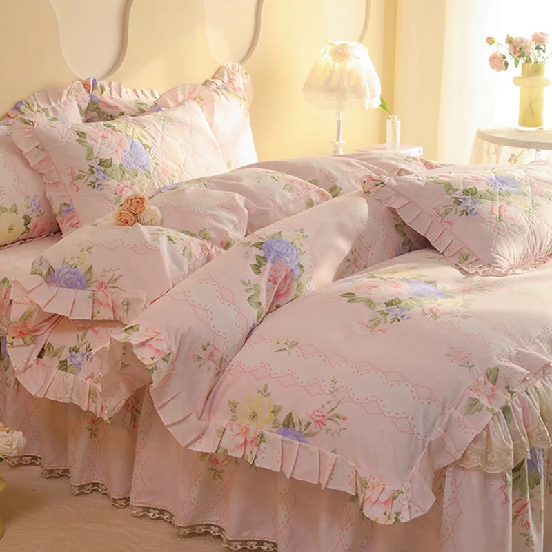 1pc Pure Cotton Duvet Cover Ruffles Quilt Cover Queen Size Comforter Cover Skin-friendly Bedding funda nordica (No Pillowcase)