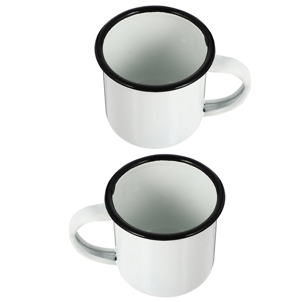 

2 Pcs Enamel Drinking Cup Old Enamelware Enamell Metal Camping Retro Tea