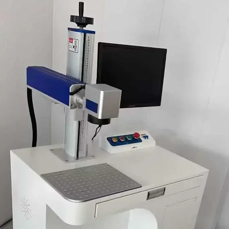 50W Fiber Laser 30W Raycus 20W Cabinet Stand Metal Marking Engraving Cutting Machine with Rotary Axis Jewelry Engraver Cutter