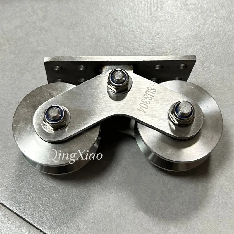 304 Stainless Steel Double Wheel Sliding Gate Roller Heavy Duty V/U/H Type Double Side Track Pulley For Large Door Translation