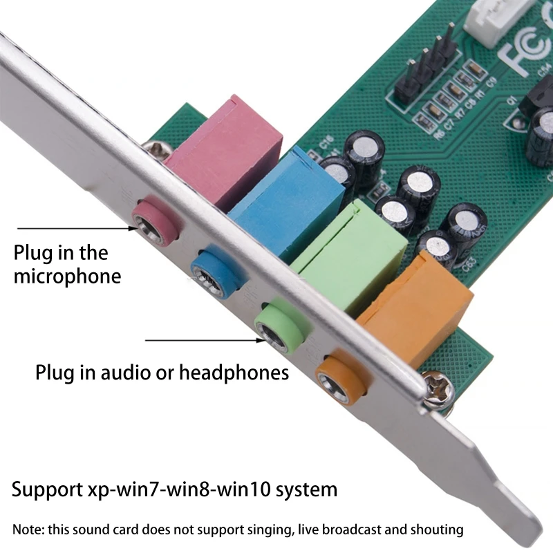 8738 PCI Sound Card 4.1 5 Channel for Desktop Computer Built-in Independent Sound Card Support XP/7/8/10 Linux