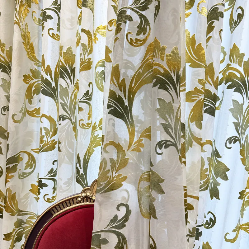 New Transparent European French American Light Luxury Plush Gradient Curtains for Bedroom Living Room Balcony Customization