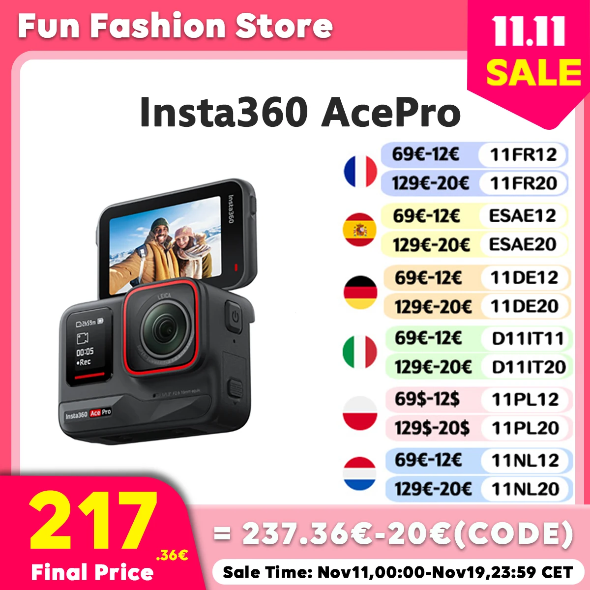 Insta360-Cámara de acción Ace Pro, con Sensor Leica 1/1, 3 ", pantalla táctil abatible de 2,4", 8K, HDR, montaje magnético, resistente al agua