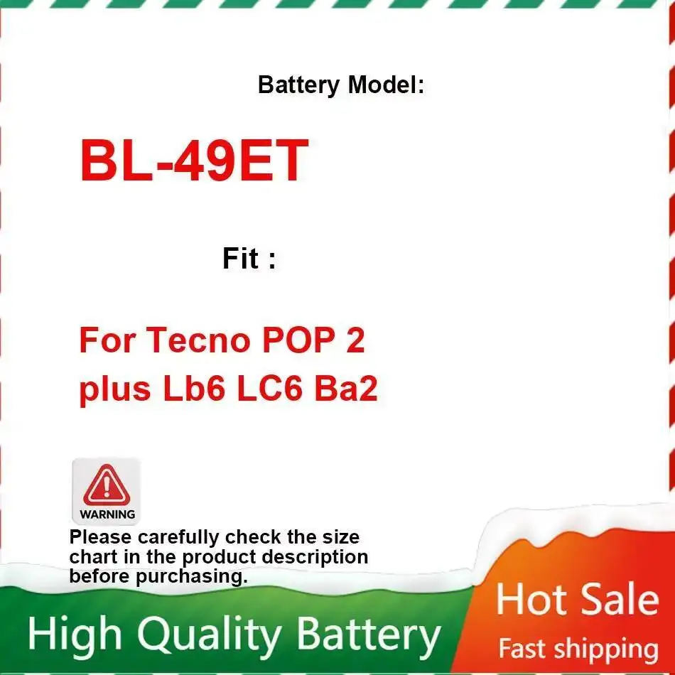 

BL-49ET Аккумулятор для мобильного телефона с хорошей низкой температурой, 5000 мАч для Tecno Pop 2 Plus Lb6 LC6 Ba2