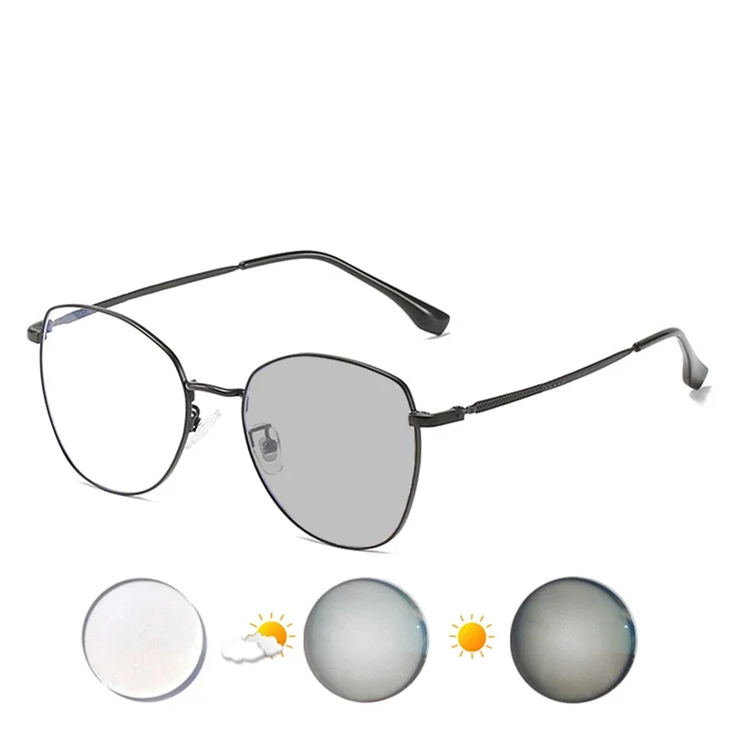 Myopia Prescription Glasses -0.5 to -10 Women Men Alloy Frame Blue Light Blocking Or Photochromic Nearsighted Eyeglasses F095