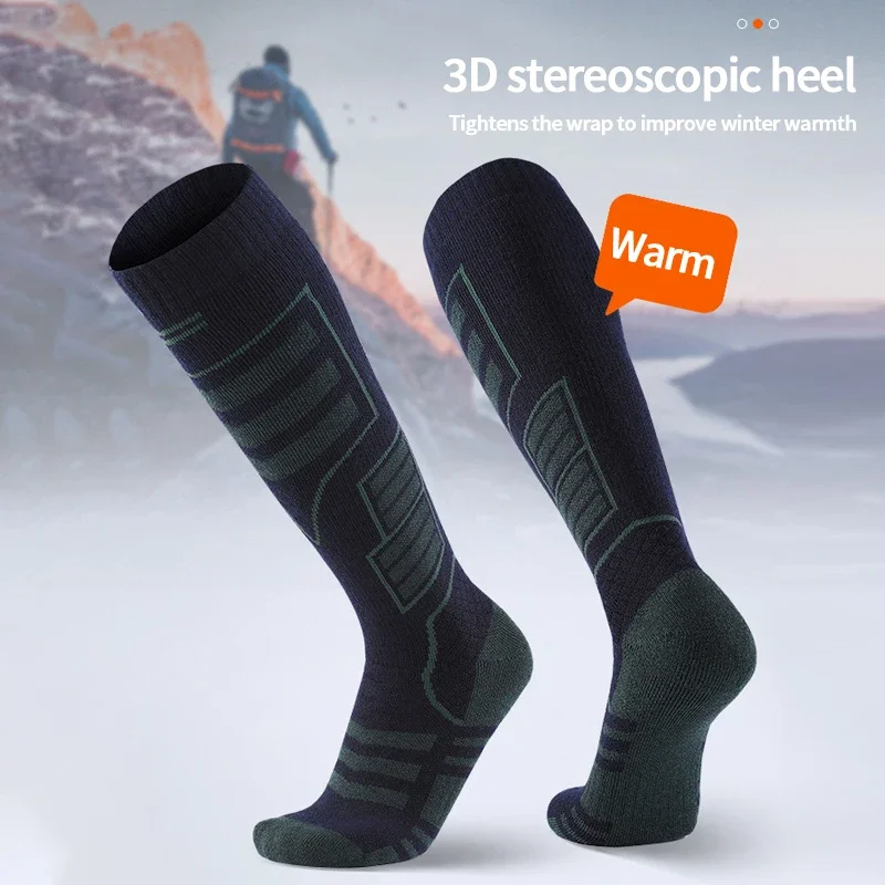 الرجال النساء شتاء دافئ التزلج جوارب رياضية طويلة طويلة الحرارية الركبة عالية الصوف الثلوج التزلج المضادة للبرد المضادة للتجميد الجوارب #3