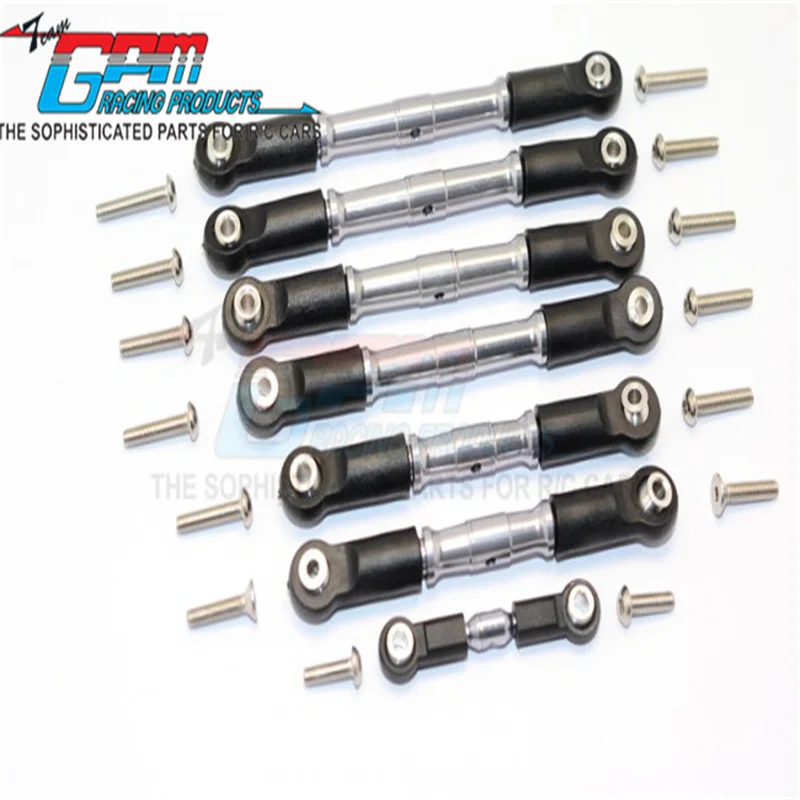 Tenditori in alluminio GPM completi con estremità a sfera in plastica-SET 7 pezzi per aggiornamento TRAXXAS 1/10 SLASH 4 x4/TELLURIDE