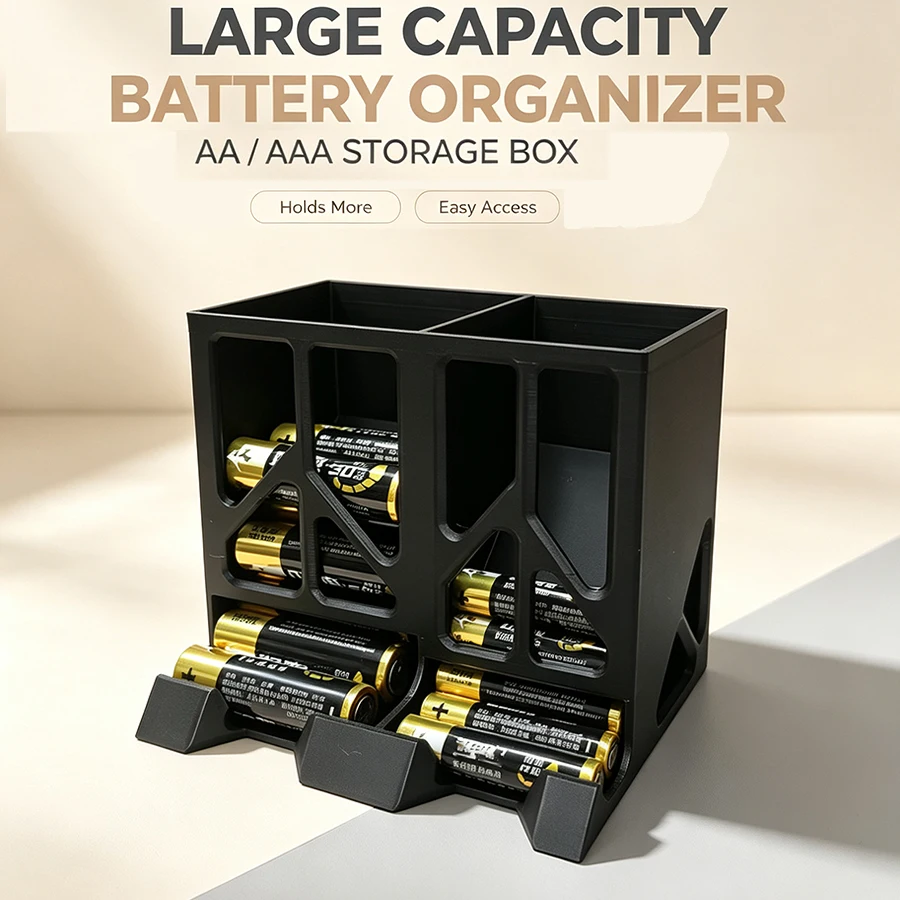 Specialized Tool Cabinet Battery Storage Box, Dual-Slot Battery Distribution and Storage Holder, Space-Saving Battery Storage Box, Suitable for Garage / Workshop / Storage Shelves / Drawer Storage