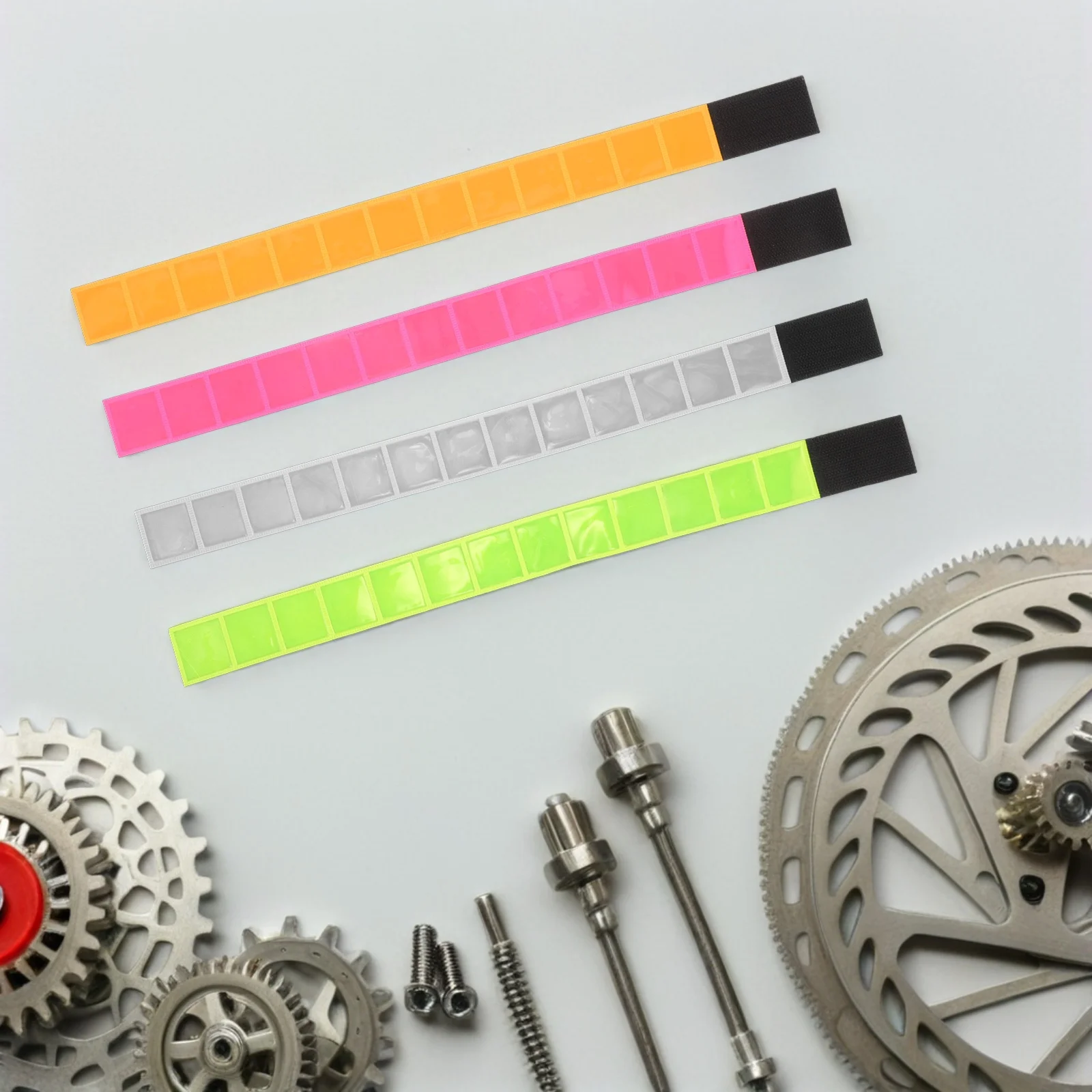 

4Pcs Reflective Bands PVC Sticky Cuttable Tape Strips High Visibility Cycling Running Night Walking Safety Armbands Leg Straps