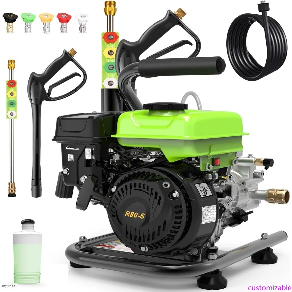 

Professional 2.5 HP Gas Pressure Washer with 3500 PSI, 2.4 GPM, 79.7 CC, 5 Nozzles, and 25FT Hose
