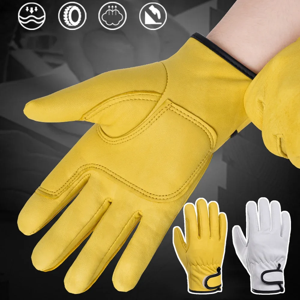 

1Pair Outdoor Riding Gloves Non-slip Leather Craftsmanship Woodworking Gardening Welding Labor Insurance Gloves Unisex