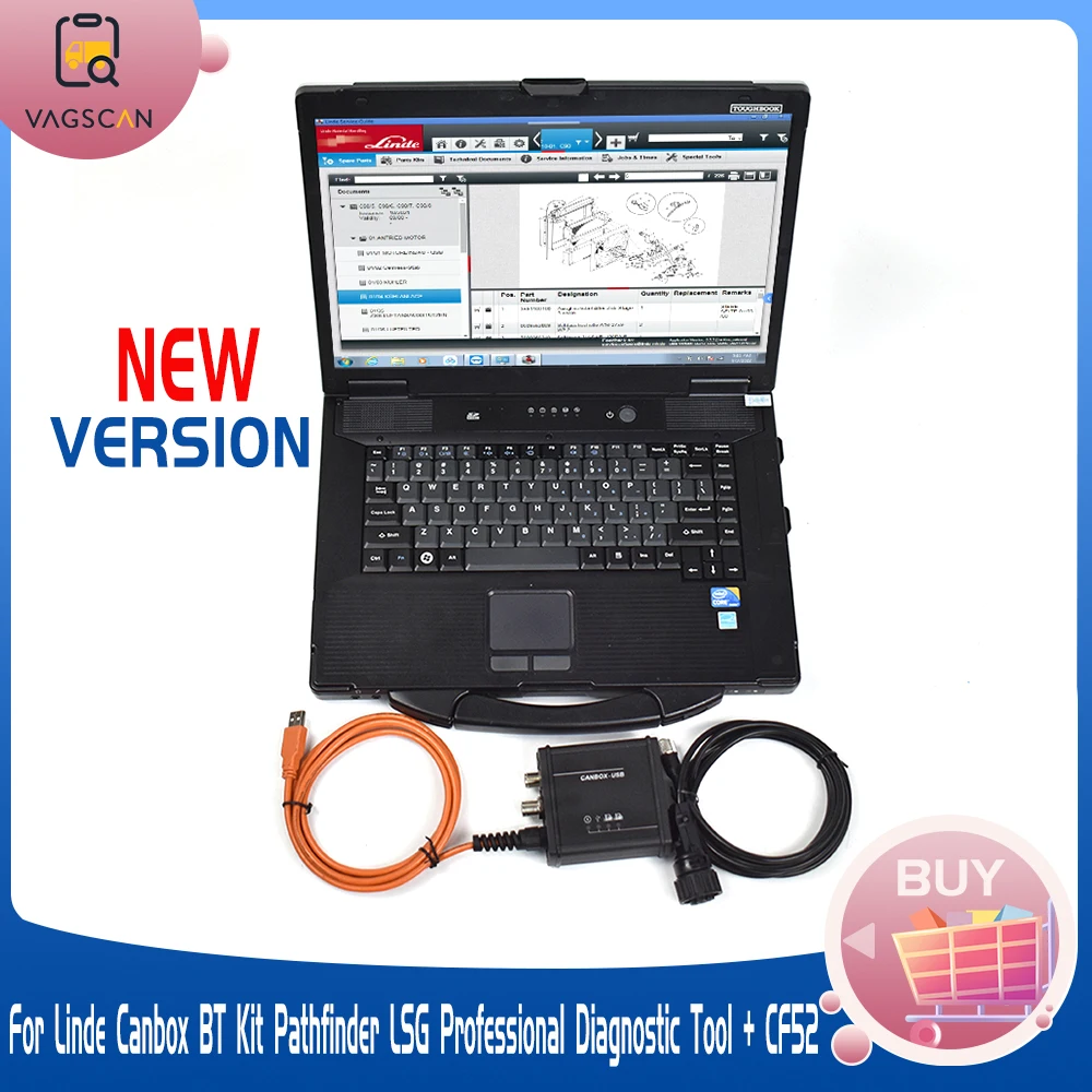 CF52 Laptop For Linde Canbox BT Adapter Kit with Pathfinder LSG Software Forklift Professional Diagnostic Tool