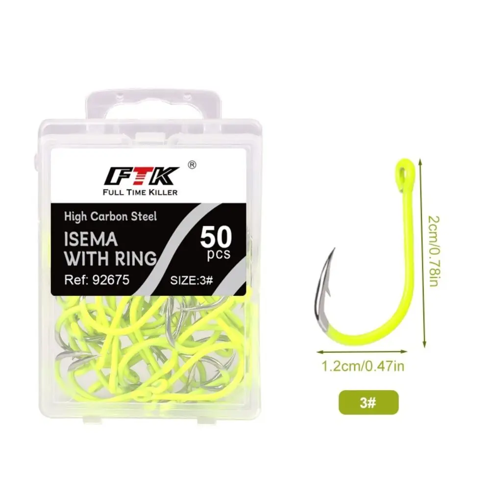 

50pcs/box High Carbon Steel Barbed Fishing Hooks With Barb Anti-rust Carbon Steel Barbed Hooks Strong Sea Fluorescence Hook